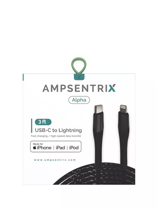 Cable MFI 1 Metro Lightning a USB Tipo C (AmpSentrix) (Alpha) (Black)