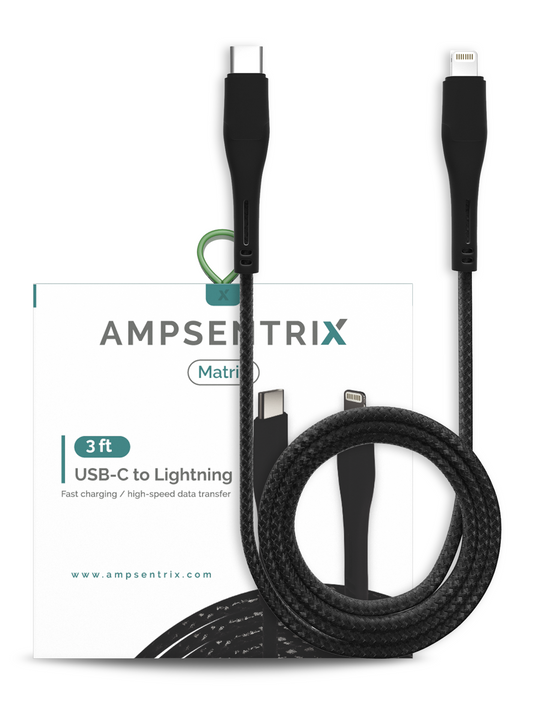 Cable 1 Metro Lightning A Usb Tipo C Ampsentrix Matrix Black