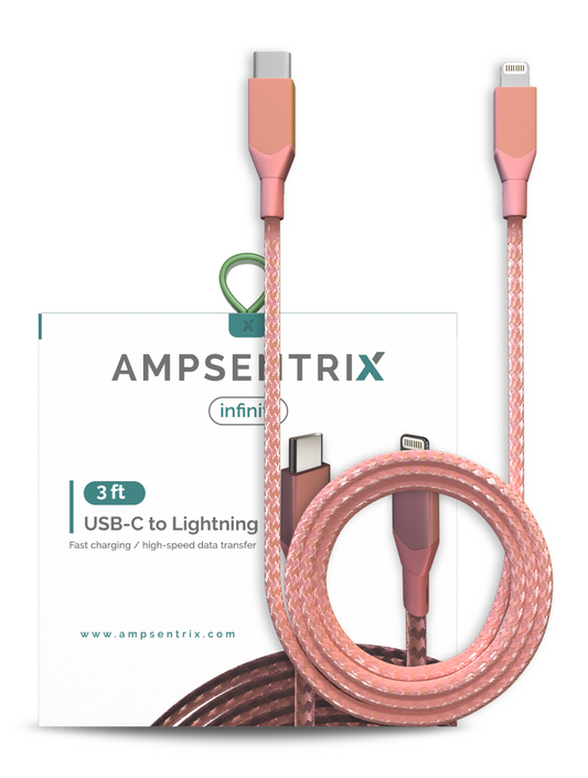 Cable 1 Metro Lightning a USB Tipo C (AmpSentrix) (Infinity) (Pink)