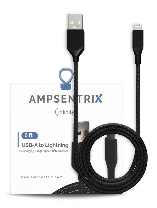 Cable 2 Metros USB Tipo A a Lightning (AmpSentrix) (Infinity) (Black)