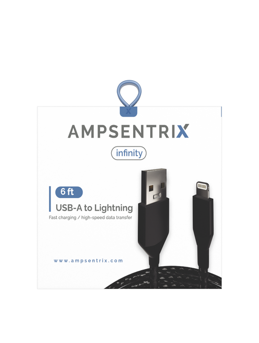 Cable 2 Metros USB Tipo A a Lightning (AmpSentrix) (Infinity) (Black)