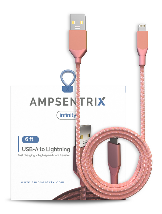 Cable 2 Metros USB Type A a Lightning (AmpSentrix) (Infinity) (Pink)