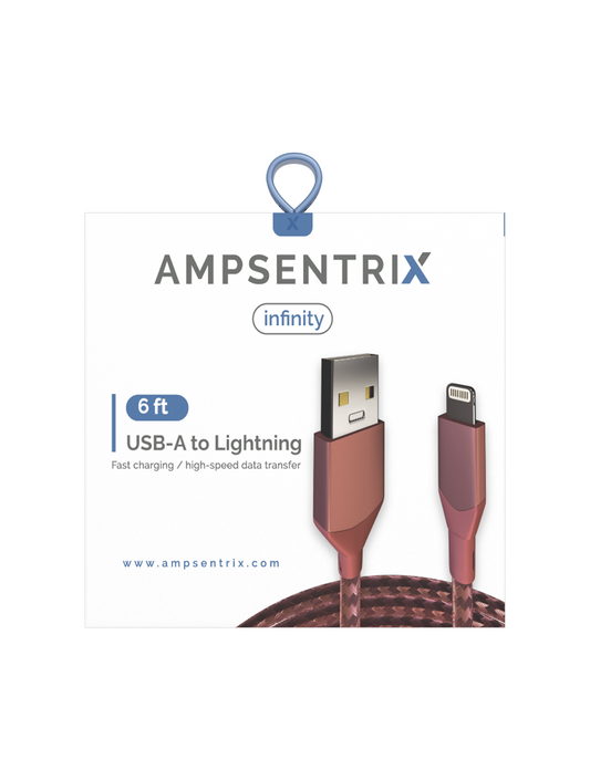 Cable 2 Metros USB Type A a Lightning (AmpSentrix) (Infinity) (Pink)