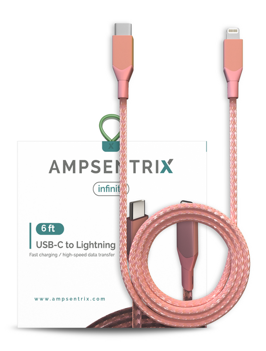 Cable 2 Metros USB Tipo C a Lightning (AmpSentrix) (Infinity) (Pink)