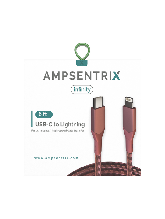 Cable 2 Metros USB Tipo C a Lightning (AmpSentrix) (Infinity) (Pink)