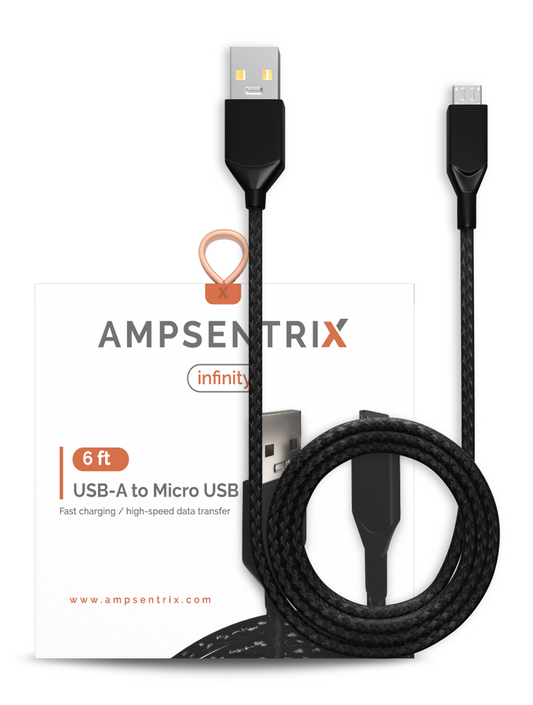 Cable 2 Metros Micro USB a USB Tipo A (AmpSentrix) (Infinity) (Black)