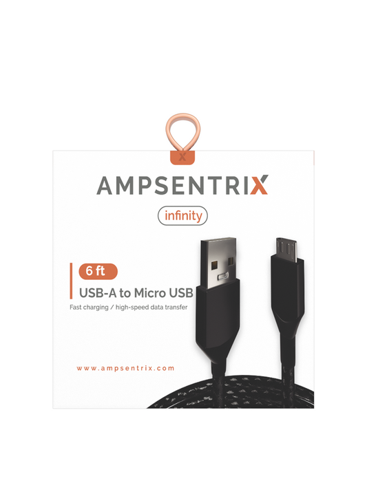 Cable 2 Metros Micro USB a USB Tipo A (AmpSentrix) (Infinity) (Black)