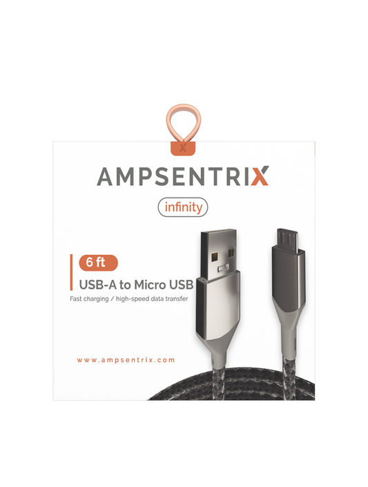 Cable 2 Metros Micro USB a USB Tipo A (AmpSentrix) (Infinity) (Silver)