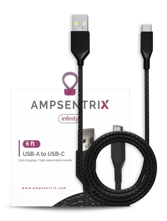 Cable 2 Metros USB C a USB A (AmpSentrix) (Infinity) (Black)