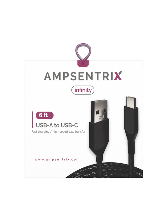 Cable 2 Metros USB C a USB A (AmpSentrix) (Infinity) (Black)