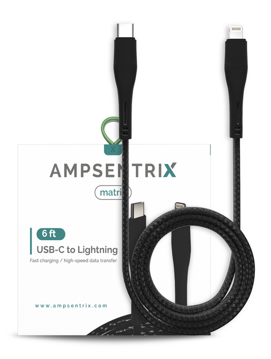 Cable 2 Metros USB Tipo C a Lightning (AmpSentrix) (Matrix) (Black)