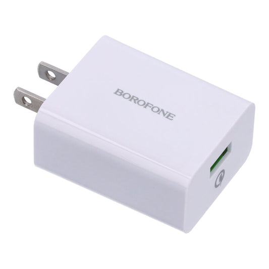 Cargador Carga Rapida USB A 18W Blanco Borofone QC3.0