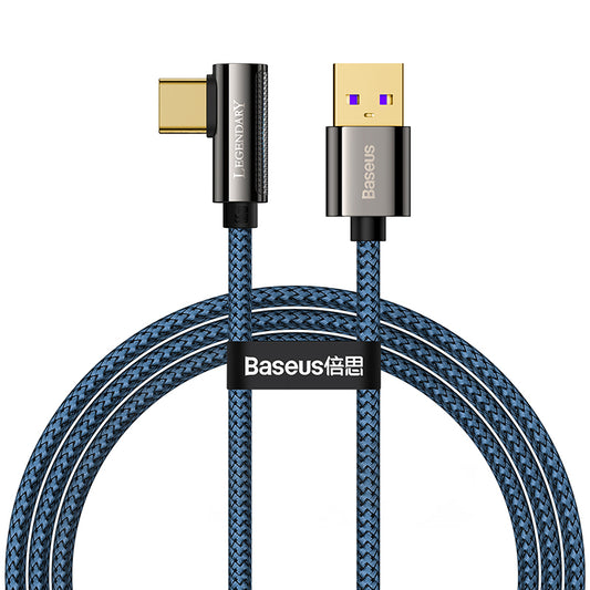 Cable Carga Rapida Tipo C USB A 1M 66W Azul Baseus Legend Series Elbow